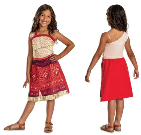 Disney - Déguisement Vaiana pour Filles avec Détails Fidèles au Film - Taille S (5-6 Ans) - Licence Officielle Disney - Costume de Film pour Halloween, Carnaval ou Fête Déguisée