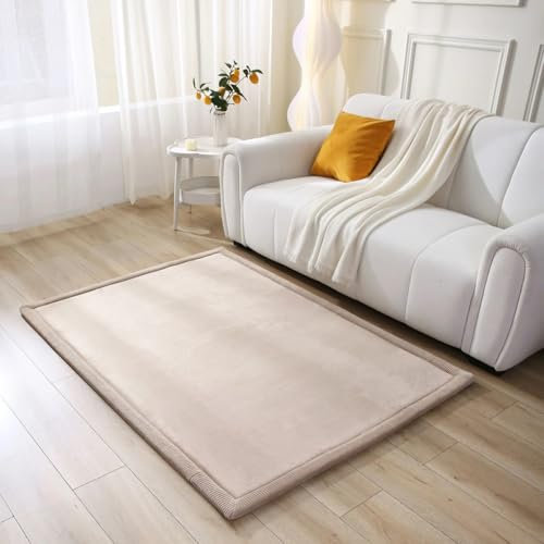 Hakuna Matte Wolkenweiche Spielmatte Baby 170 x 120 x2,5cm, beige – Teppich für Kinderzimmer mit hochwertigem Memory-Schaum – Krabbelmatte Baby mit Rutschfester Unterseite – Krabbeldecke, Tatami Matte