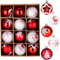 SHAVINGFUN Ensemble de Boules de Noël Classiques Rouges et Blanches pour Sapin de Noël à Suspendre, Décorations Incassables pour Intérieur/Extérieur