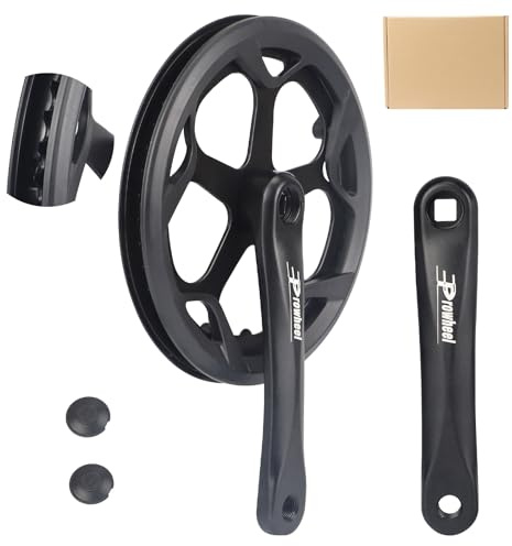 Prowheel Crankset 52T Prowheel Crankset 170mm Universal Square Crankset Set Double Chain Cover 170MM Crank Arm Aluminium Alloy Arm for Single/1/6/7/8 Speeds City Bike,Fat Bike,E-Bike,Folding Bike