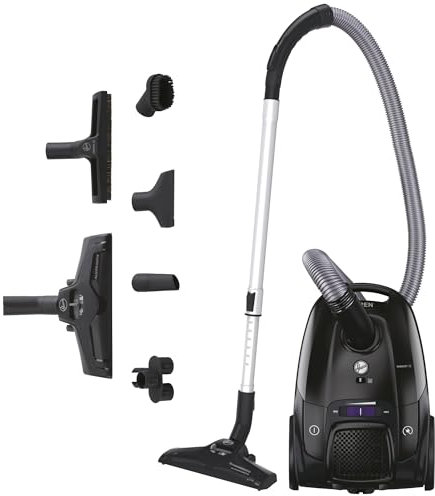 Hoover Telios Bodenstaubsauger für Hartböden & Teppiche, kompakt, leise 69dBA, 3,5L Staubbeutel, EPA12-Staubfilter, Parkettdüse, integriertes Zubehör, 9,6m Arbeitsradius [TXLZ72HM]