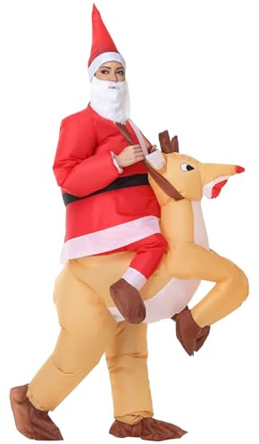 Arokibui Costume gonflable de renne, costume gonflable de Père Noël, déguisement d'élan et cerf pour cosplay, fête d'Halloween, Noël, défilé de carnaval