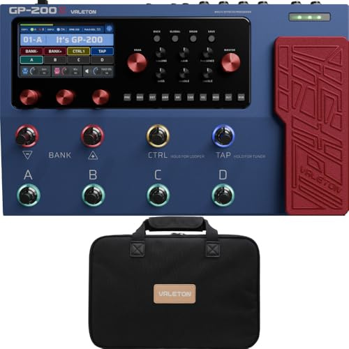 Valeton GP-200X Multi-Effects Pedal + GPB-1 Gig Bag Bundle – Expression FX Loop MIDI I/O Amp Modeling IR Cabinets Artist Presets for Guitar/Bass