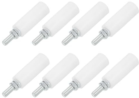 sourcing map Lot de 8 rouleaux de guidage pour portail coulissant, 7,6 cm en nylon, roulettes universelles pour portail coulissant, porte électrique, blanc