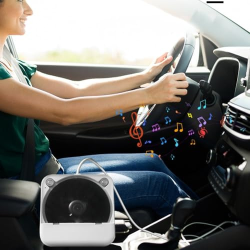 Lecteur CD Portable pour Voiture, ABS, Lecteur CD USB et Play pour Voiture avec Connexion AUX et câble USB pour véhicules, Ordinateurs Portables, téléviseurs, lecteurs Audio