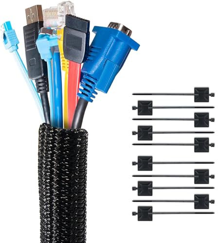 Gaine Câble 12mm-3m Auto-Adhésive - Manchon de Protection pour Organisation Câbles Ordinateur Bureau Maison Voiture - Noir Résistant - Gestion des Câbles Simplifiée