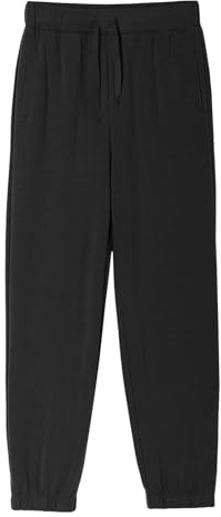 Haloumoning Pantalon de jogging pour garçons Regular Fit Pantalon de sport léger pour enfants Pantalon uni décontracté avec taille élastique et poches, Noir , 13-14 ans