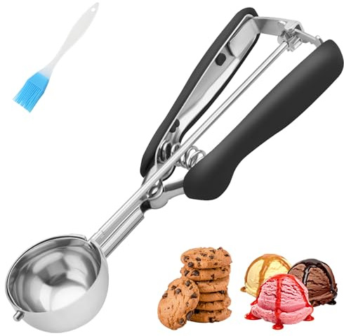 Cuchara mediana para galletas, 2 cucharadas, tamaño #40, cuchara de helado de acero inoxidable 18/8 con agarre cómodo, para hornear galletas, magdalenas, cupcakes