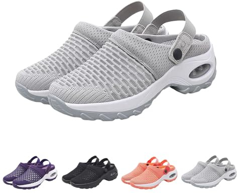 Dam orthopedic Clogs, med bågstöd luftkudde Shoes, lätta utomhus promenader plattform tofflor