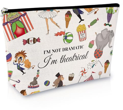 Theater Gifts for Women Makeup Bag Drama Theater Lover Gift Actor Actress Gifts Comedy Tragedy Masks Cosmetic Bag Acting Gift for Drama Student Retirement Graduation Present for Dramatist