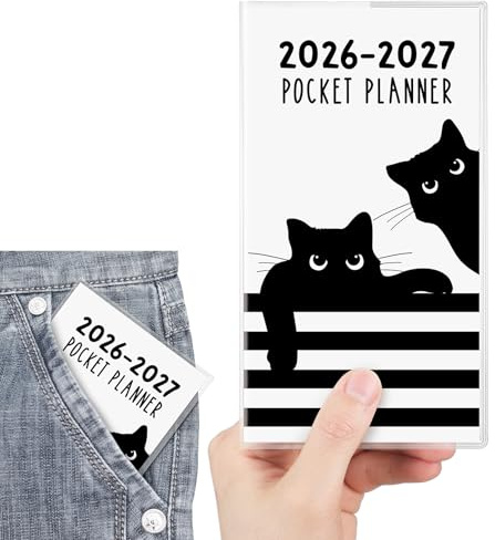ReliThick Pocket Calendar for Purse, 2027-2028, Black Cat