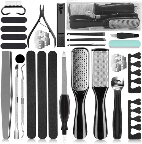 MURRI&MURRDI Set per pedicure 36 in 1, per manicure, in acciaio inox, set professionale per la cura delle unghie, per la cura dei piedi, per la casa e il salone