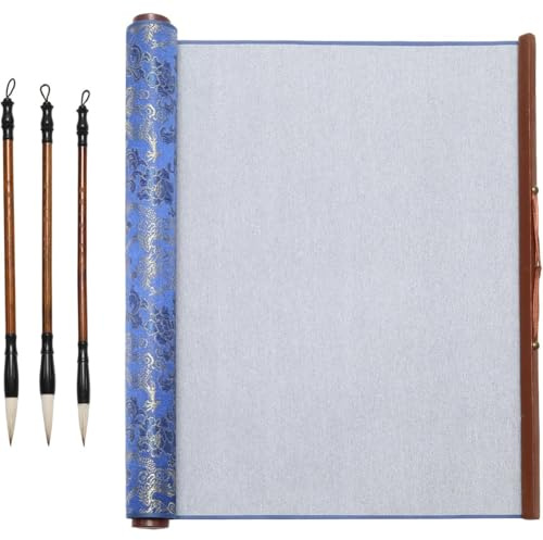 Hipzeepo Set de Práctica de Caligrafía China Sin Tinta, 4 Piezas de Papel No Tejido para Escritura Al Agua, 3 Pinceles de Caligrafía Tradicional.