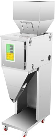 Máquina de llenado automática 10-999g, máquina de embalaje de acero inoxidable de 200 W con pedal de pie, tecnología de vibración doble, máquina de llenado cuantitativa para polvo, gránulos, té