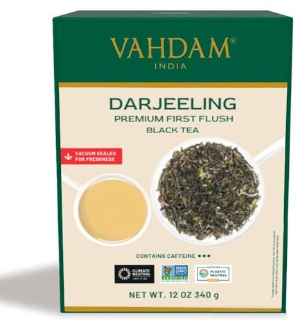VAHDAM, First Flush Darjeeling Tea 340g (170+ Cups) Loose Leaf Black Tea - Flowery, Aromatic & Delicious | Mellow & Fragrant | Vacuum Sealed Pack