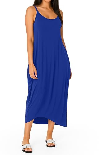 Re Tech UK - Loose Women's Plus Size Maxi Dress – Perfect for Holidays - Baggy Lagenlook Style - Sleeveless Summer Cami Dresses with Spaghetti Straps – Gypsy Boho Beachwear, Parachute,