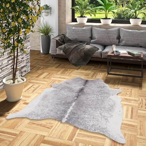 Pergamon Peau de Vache - Tapis en Fibres synthétiques - Gris - 3 Tailles