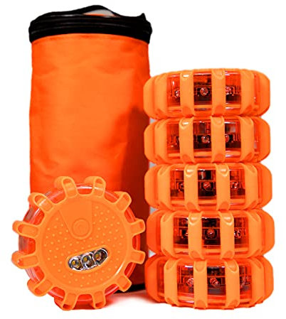 Kitgo [6 Pack LED Road Flares Flashlight Emergency Safety Warning Light Kit for Car Truck RV Vehicles Boat with Magnetic Base & Hook…