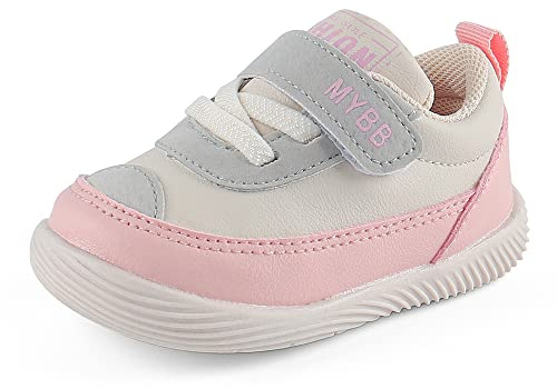 LACOFIA Scarpe Neonata Scarpine Primi Passi Bambina Sneakers Bambini con Suola in Gomma Antiscivolo Rosa 22(Etichetta 20)