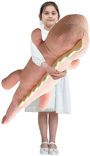 Aiuidun Mjuk leksak dinosaurie, gosedjur, plyschkudde, lång dino, plyschleksak, kramkudde, lumbar, ryggkudde, docka, presenter för barn (60 cm, rosa – lycka)