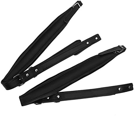 COZLYNX 1 Paar schwarze Akkordeon-Gurte, weich gepolstertes PU-Leder Schultergeschirr mit verstellbaren Schnallen für 16–120 Bass-Akkordeons, Schwarz , One size