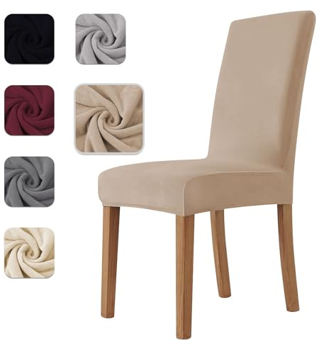 Homebliss Housse de Chaise 4 pièces in Velours Extensible,Housse Chaise Salle à Manger Universel Cuisine Salon Extrêmement Doux Confortable