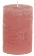 Chic antique macon rustik blockljus ljus antika altarljus 100 % paraffin lång brinntid, H10/D7 cm hallon