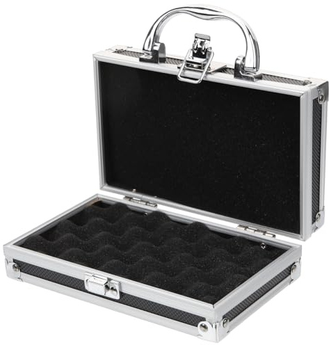 Homoyoyo Metal Briefcase Portable Aluminum Briefcase with Padded Foam， Aluminum Alloy Tool Box with Reinforced Handle and Large Capacity for Tools Storage for Measurement Instruments 7.07x4.13x2.16in