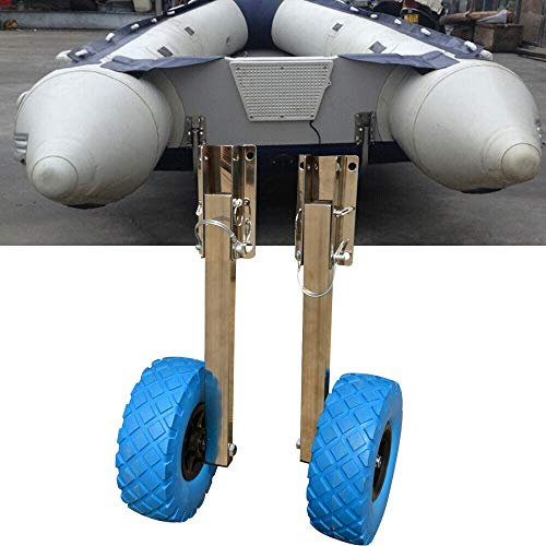 Lilyeriy Boat Trailer Wheel Kit Compact Folding Dinghy Wheels Foldable Inflatable Dolly Launching Wheels