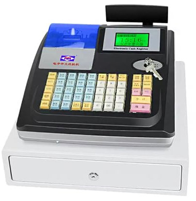 CANGMING Englische Registrierkasse, Geeignet Für Kleine Supermärkte/Convenience -Stores/Frühstück/Restaurants, Druckbelege,Schwarz