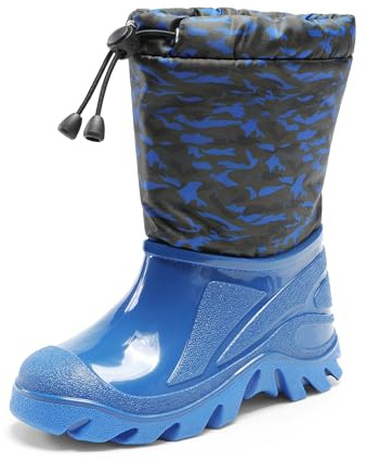 DREAM PAIRS Kids Mid Calf Snow Boots Waterproof Winter Boots, Plush Lined Warm Ankle Boots with Slip-Resistant Sole & Zipper Closure,Size 12 Little Kid,Navy/Black,SDSB2403K