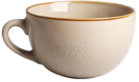 Aarcyye Taza de Café Grande, 700 ml Taza de Café de Cerámica, Bol de Cereales con Asa, Ensaladera, Cuencos de Yogur, Tazza da Cappuccino Grande, para Sopa Caliente (Caqui)