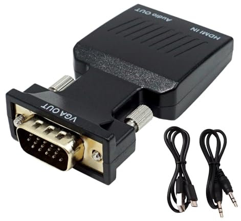 SELURK HDMI to VGA Adapter Converter 1080P with Audio - VGA Male to HDMI Female Converter for PC, Laptop, Monitor, Projector, HDTV, PS3/4 - Supports Full HD 1920x1080 & 3.5mm Stereo Audio