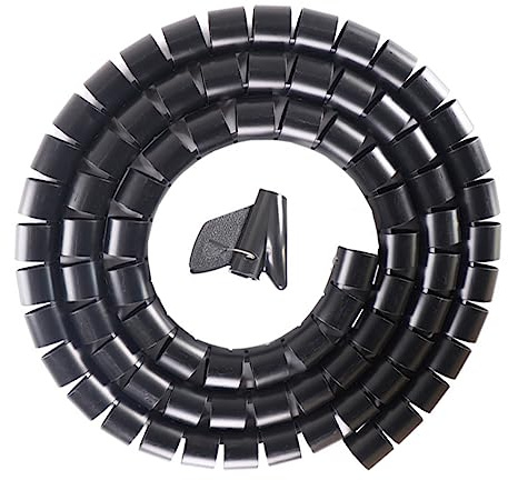 SHINEOFI Organizador de Cables y Manguito Espiral para Mascotas, Resistente PE Ignífugo, 22 Mm Negro 10 Metros, Protección Antipresión para Hogar y Oficina