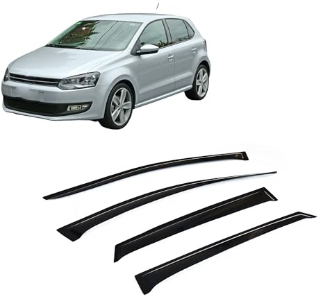 CarJoy Déflecteurs d'air Déflecteurs d'air Déflecteurs de Pluie de Fenêtre Latérale Compatible avec VW Polo V 6R 2009-2014 Hayon Fenêtre de Voiture Protection Contre la Pluie Montage Externe