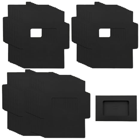 ONEBO 40 Piezas Fundas para Tarjetas Postales con Ventana, 15.1 x 10.8 x 0.5 cm, Fundas Protectoras de Tarjetas, Caja de Papel Kraft, Plegable, para Tarjetas Postales, Foto, DIY, Negro