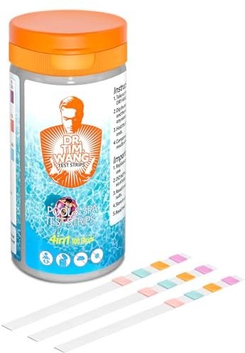 Hot Tub Test Strips, Pool and Spa Test Strips 4 in 1 Measures pH Free Chlorine and Bromine Total Alkalinity & Cyanuric Acid - 100pcs
