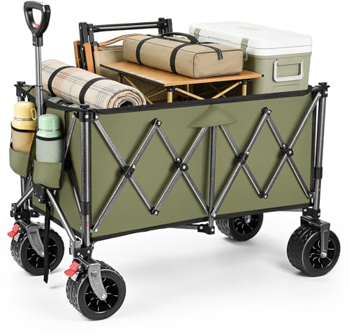 YEAUPE PRO rullvagn vikbar 200 l | 150 kg lastkapacitet | Patenterad hopfällbar design och dubbelgaffelchassi | Terrängdäck (14,5 x 5 cm) med broms | strandvagn