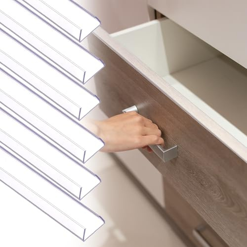 sourcing map 6 protezioni per ante di armadietti, 45,7 x 1,2 cm, in PVC, protezione per bordi dei cassetti, per ante di armadi da cucina spessi 0,9 - 9,5 cm, trasparente