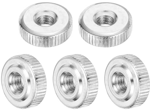 QUARKZMAN 5 Piezas De Tuercas De Mariposa M4 Estriadas, Tuercas De Acero Al Carbón Con Cabezal Plano Estriado Y Agujero Pasante, Ajuste Y Bloqueo, Color Plateado