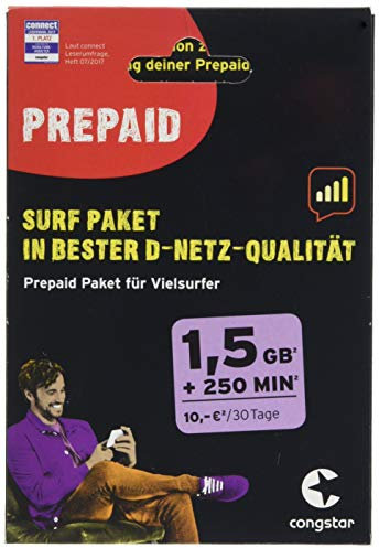 congstar Forfait de Surf prépayé [SIM, Micro-SIM et Nano-SIM] – Forfait prépayé pour Les surfeurs dans la Meilleure qualité de D-Maille.