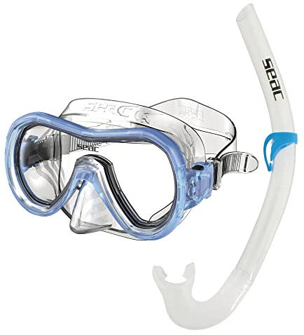 Seac Seac Set Panarea MD Kit snorkeling pour enfant avec masque et tuba transparent/bleu Medium