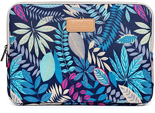 BSLVWG 10-15 Zoll Wald-Serie-Muster Wasserdicht Segeltuch Laptop-Hülle zum 13,3 Zoll Laptop Fall kompatibel mit MacBook Air 13 Hülle MacBook Pro 13 Hülle ipad 12.9 (14 Zoll, Blaue Bunte Blätter)