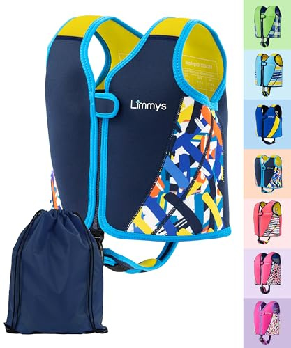 Limmys Premium Neopren Schwimmweste - Ideale Schwimmhilfe für Jungen und Mädchen - Extra Kordelzugtasche Inclusive, Europäische Marke, Verschiedene Größen (Dunkelblau, Klein)