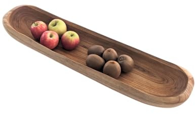 Grande Coupe à Fruits en Teck 70cm / Centre de Table en Bois