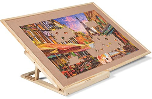 Becko US Puzzle Board & Bracket Set/Wooden Puzzle Board Kit/Jigsaw Puzzle Plateau - With Puzzle Board for Up To 1000 Pieces (1500 Pieces)