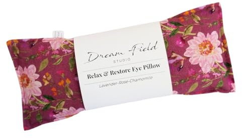 Dream Field Studio Organic Lavender Eye Pillow, Flaxseed Fill, Chamomile Rose Blend, Aromatherapy Eye Mask, Vintage Rose