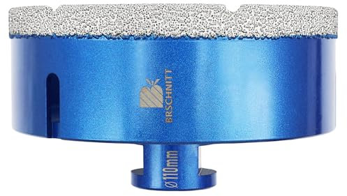 BRSCHNITT Diamond Drill Bit 110mm, M14 Vacuum Brazed Diamond Tip, Suitable For Angle Grinders, Blue, Porcelain, Ceramic, Marble, Granite, Stone, Masonry, Brick