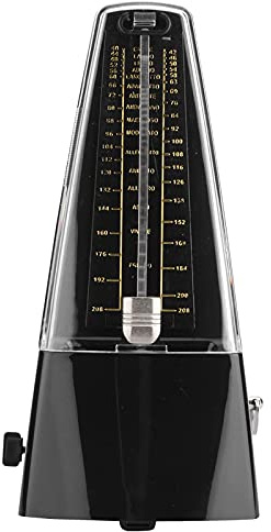 Fafeims Metrónomo Mecánico para Piano, Violín, Bajo y Batería – Temporizador Musical Ajustable con 40–208 BPM, Diseño Clásico Negro sin Pilas, Ideal para Estudiantes, Profesores y Mú