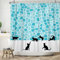 Ttincceer 180x180cm Schwarze Katze Duschvorhang Niedliche Tier Kätzchen Silhouette Duschvorhang Set Blau Mosaik Lustige Haustier Bad Vorhang Wasserdicht Badewanne Vorhang